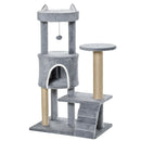 Albero Tiragraffi per Gatti 60x40x100 cm con Trespolo Casetta Rampa e Pallina in Legno e Peluche   