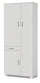 Armoire 3 Portes 1 Tiroir 77x178x34 cm Blanc Flammé