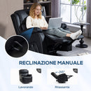 Poltrona Relax Reclinabile 87x97X100 cm con 8 Punti Massaggianti Riscaldanti e Poggiapiedi Nero