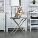 Tavolo da Toelettatura e Tosatura Pieghevole per Cani e Gatti 70x45x74-81 cm Carico 70Kg Blu