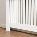 Copritermosifone a Doghe Antiribaltamento 112x19x97 cm con Vano Contenitore in Legno Bianco
