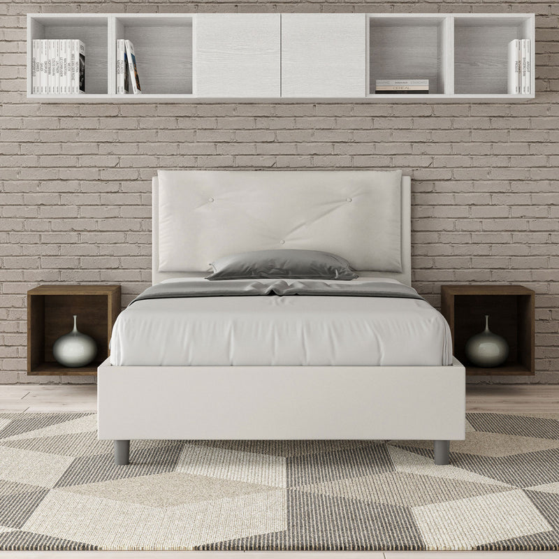 Letto 1 Piazza E Mezzo Imbottito in Similpelle Appia Large Bianco Varie Misure