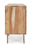 Credenza 2 Ante 3 Cassetti 140x40x76 cm in Legno Marrone