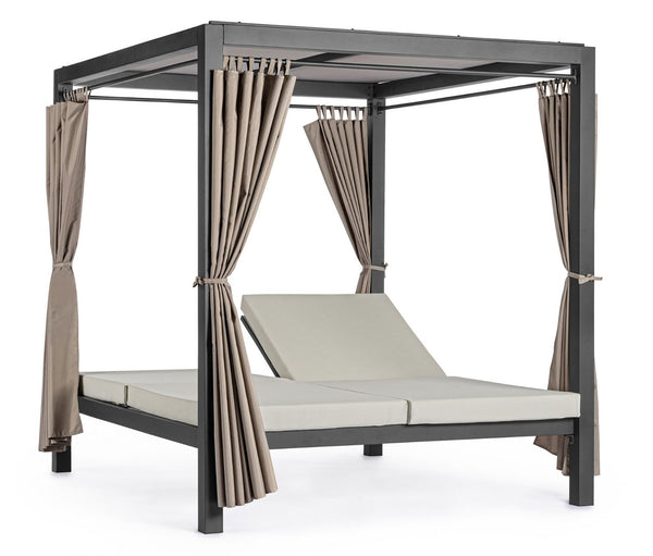 sconto Letto a Baldacchino da Esterno 188x208x205h cm con Tende Laterali Struttura in Alluminio Dream Antracite
