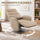 Poltrona Relax Elettrica Reclinabile a 160° 69,5x84x107,5 cm Girevole con Poggiapiedi e Presa USB in Pelle PU Marrone      