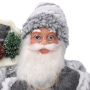 Babbo natale in tessuto su slitta grigio cm xh30