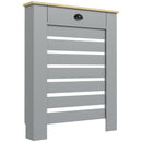 Copritermosifone a Doghe 78x19x95.5 cm Copricalorifero a Griglia con Cassetto in MDF Grigio      
