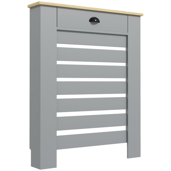 prezzo Copritermosifone a Doghe 78x19x95.5 cm Copricalorifero a Griglia con Cassetto in MDF Grigio