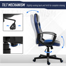 Sedia da Gaming Girevole Reclinabile in Similpelle  Nera e Blu