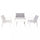 Ensemble Salon de Jardin Canapé 2 Fauteuils et Table Basse en Aluminium Blanc