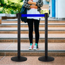 Colonnina Tendinastro 3 metri in Metallo Nero Opaco Ø36x101 cm Nastro Blu