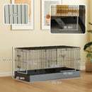 Gabbia per Animali Piccoli 2 in 1 121x61x61 cm con Coperchio Rimovibile e Sezioni Separate Nero   