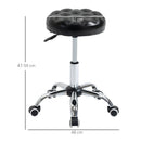 Sgabello per Estetista Altezza Regolabile Ø48x47-59A cm in Acciaio e Similpelle Nero