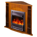 Camino Elettrico da Pavimento ad Angolo 88,2x95x47,3 cm Effetto Fiamma 2000W Clasic & Pluton Noce