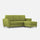 Canapé 3 places avec pouf 212x155x85 cm Yasel en tissu vert