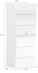 Mobile Cassettiera 6 Cassetti Settimino 52x40x121,7 cm Arco Bianco Lucido