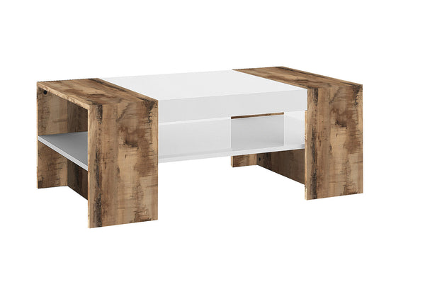 acquista Tavolino da Caffè 110x60x40 cm Cherry Bianco Lucido e Acero Pereira