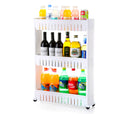 Carrellino da Cucina 72x55x13 cm 3 Ripiani con Ruote in Plastica Bianco