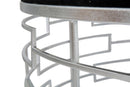 Puff Ice Ø91,5x47 cm in Ferro e MDF e Spugna e Poliestere Argento e Nero