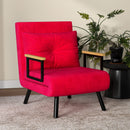 Poltrona Letto Singolo Reclinabile con Cuscino Sfoderabile in Tessuto Effetto Lino Rosso  