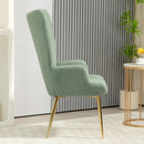 Poltrona Moderna con Schienale Alto 73x68x111 cm in Tessuto Effetto Sherpa Verde e Oro 