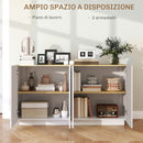 Credenza 2 Ante con Chiusura Ammortizzata 140x40x75 cm Bianco Lucido  