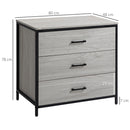 Cassettiera 3 Cassetti 80x48x78 cm in Legno e Acciaio Grigio Chiaro