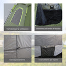 Tenda da Campeggio per 2 Persone Impermeabile 210x210x150 cm con Veranda Verde   