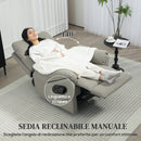 Poltrona Reclinabile 140°  con Poggiapiedi 84x91x102 cm in Microfibra Grigio  