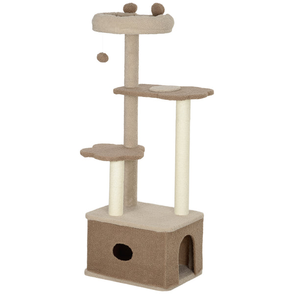 acquista Albero Tiragraffi per Gatti 4 Livelli 48x40x133 cm con Casetta Ripiani e Cuccia Marrone