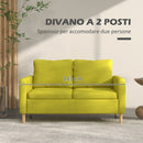 Divano 2 Posti 143x76x83 cm in Tessuto Effetto Lino Giallo