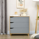 Cassettiera 3 Cassetti 75x42x75 cm in Truciolato e MDF Bianca Grigia e Marrone