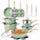 Batteria Pentole e Padelle 21 Pezzi in Alluminio Pressofuso Antiaderente Verde
