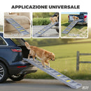 Rampa Pieghevole per Cani per Auto e Letti Alti a 10 Gradini 154x40x7,5 cm con Strisce e Tappetini Antiscivolo in PP e TPR Grigio      