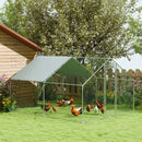 Recinto per Galline da 10 mq 300x340x190 cm per 10-15 Galline con Tetto Impermeabile in Acciaio e Tessuto Argento 