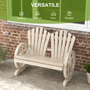 Panchina da Giardino 108x66x95 cm Stile Country con Braccioli a Ruota in Legno Naturale      