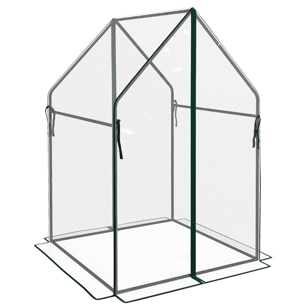 online Mini Serra da Giardino con 2 Porte Avvolgibili 90x90x145 cm Copertura in PE Trasparente