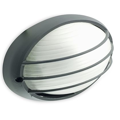 Petit plafonnier ovale avec grille grise pour l'extérieur Garden Line Livos acquista