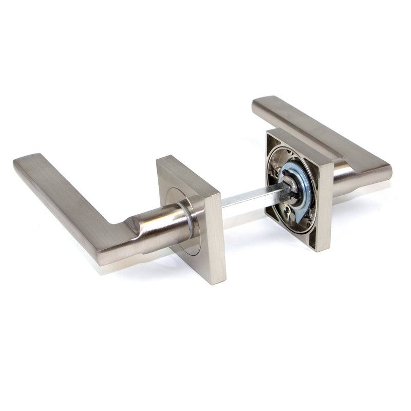 Maniglie Perth per Porta da Interno con Rosetta 50 x 50 mm Alluminio e Zama Nickel 5 Set. Emuca