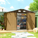 Casetta da Giardino 4,9 m² 277x195x192 cm in Acciaio Zincato con Doppia Porta Scorrevole e Tetto Inclinato Marrone Chiaro      