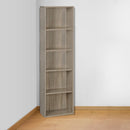 Libreria a Colonna 40x29x172H cm in Legno Salvaspazio a 5 Ripiani Rovere