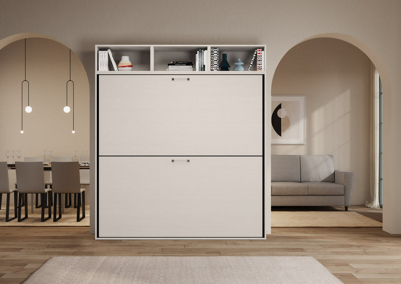 Letti Singoli a Scomparsa Composizione L Kando H223,1 Bianco Frassino 