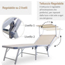 Lettino Prendisole Pieghevole da Giardino in Alluminio e Textilene Beige