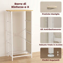 Cassettiera 45x30x94,5 cm con 4 Cassetti Pieghevoli in Tessuto Tasche e 2 Ganci Struttura in Acciaio Beige      
