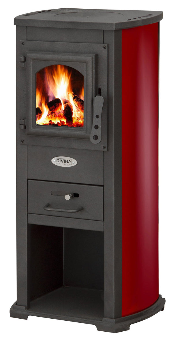 acquista Poêle à Bois 7kW 120 m3 en Acier Bordeaux