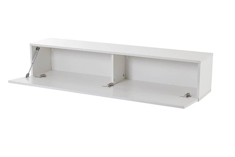 Parete Attrezzata Mobili Soggiorno 4 Mobili Sospesi in Melamina 28,7x31x139cm TFT Cube Bianco e Grigio