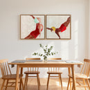 Set di 2 Quadri su Tela 40x40 cm Design Moderno Stampa Artistica da Parete con Ganci Inclusi Rosso      