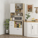 Mobile Dispensa 80x35x180 cm Ripiano con Foro Passacavi Bianco e Rovere   