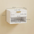 Set di 2 Comodini Sospesi 40x34x29 cm con Pannelli Scanalati Cassetto e Ripiano Bianco      