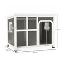 Cuccia per Cani di Taglia Piccola e Media 90x62x71 cm con Finestrelle e Ingresso a Tenda in Legno di Abete Grigio Chiaro  